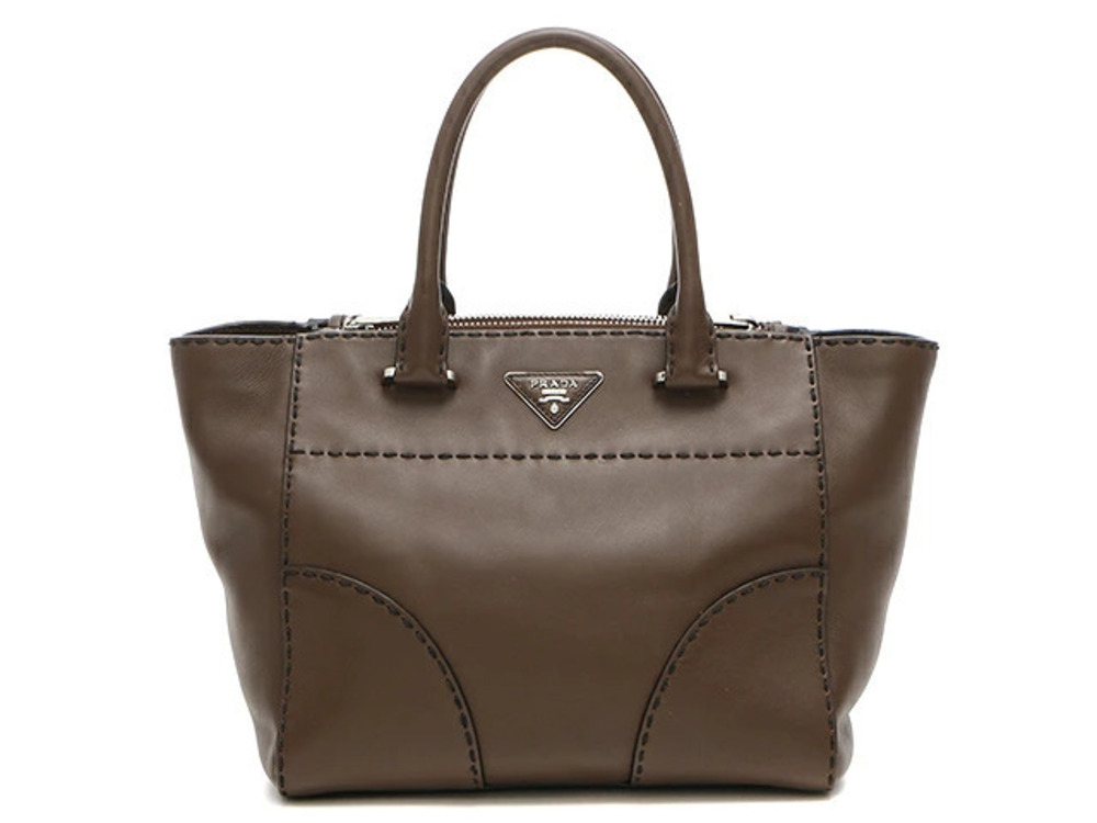 Prada Tote Bag City Calf Calfskin Cacao